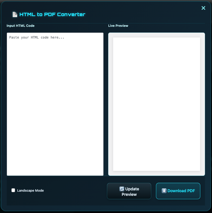 VMO HTML to PDF Converter - Main Interface